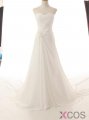 2015 Elegant A-line Sweetheart Ruched Lace-up Long Chiffon Sequins Wedding Dress CHWD-7367