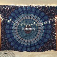InMemory Handmade Indian hippie Bohemian Psychedelic Peacock Mandala Textile Tapestry
