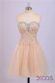 Back Up Lace Beaded Blush Pink Sweetheart Homecoming Dresses