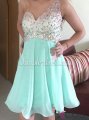 Simple-dress Hot-selling Beaded One-shoulder Mint-green Short Chiffon 2015 Homecoming Dresses/Party Dresses CHHD-70760