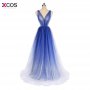 Robe de Soiree Longue Sexy See through Back Gradient Evening Dress 2017 Long Ombre Cheap Evening Gowns Vestido de Festa
