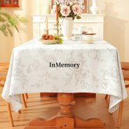 InMemory Water Resistant Linen Vintage Farmhouse Damask Floral Table Cloth