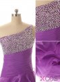 2015 Modern A-line One-shoulder Floor Length Organza Sequins Homecoming Dress ORHD-7366