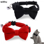 Withu 2 Pcs Adjustable Breakaway Velvet Cat Collar with Bell and Bowtie