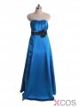 Sexy A-Line Sweetheart Floor-Length Blue Bridesmaid Dress with Flower