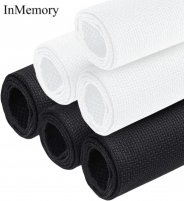 InMemory 6PCS 14/18 Count Aida Cloth 3 Pieces Black and 3 Pieces White Cross Stitch Fabric