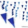 InMemory 100 Feet Blue White & Dark Blue Pennant Banner Flags of Textile